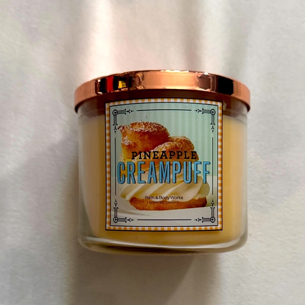 Bath and Body Works pineapple cream puff 3-wick candle